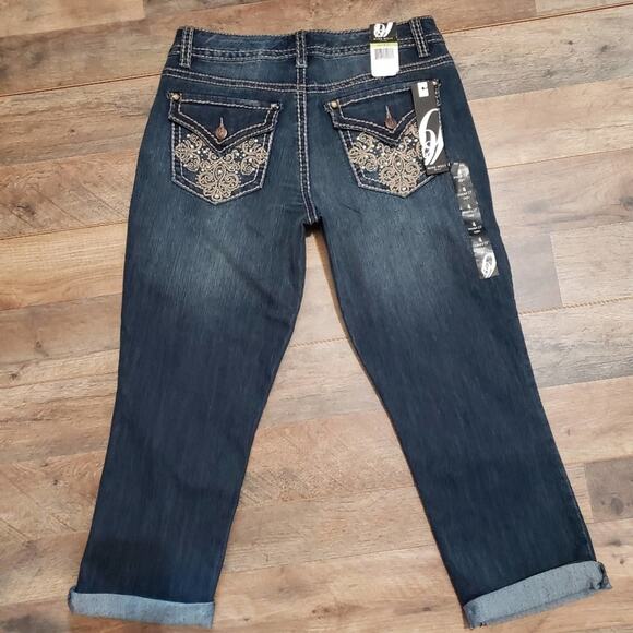New Nine West Jeans Womens Adela Wash Bling Denim Capri Cropped Size 4/27 Bling - Picture 6 of 12